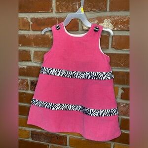 Mulberry St Pink and Zebra Print Corduroy Smocked Dress Size 3T